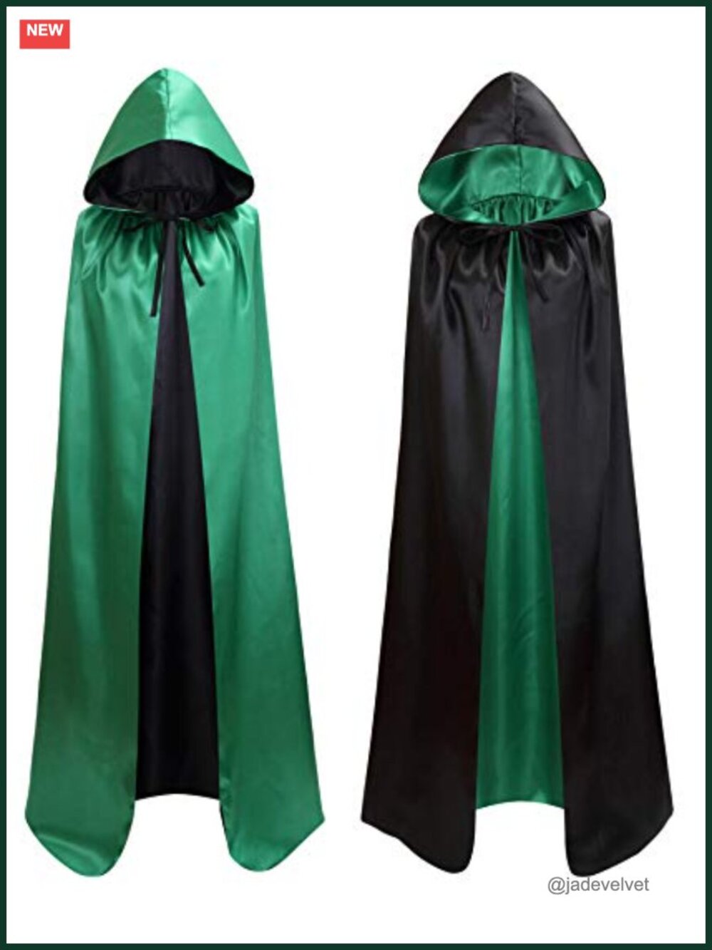 Unisex Reversible Hooded Cloak Cape Satin Cosplay Costume